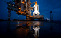 FREE wallpaper-NASA-20-Atlantis-Reflection-Before-Lunch-2011-07-08-STS-135-08-Wide-Screen