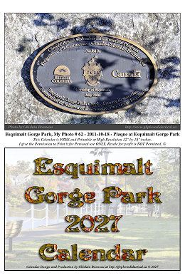 My 2027 CALENDAR - With My ESQUIMALT GORGE PARC Photos in Victoria-1